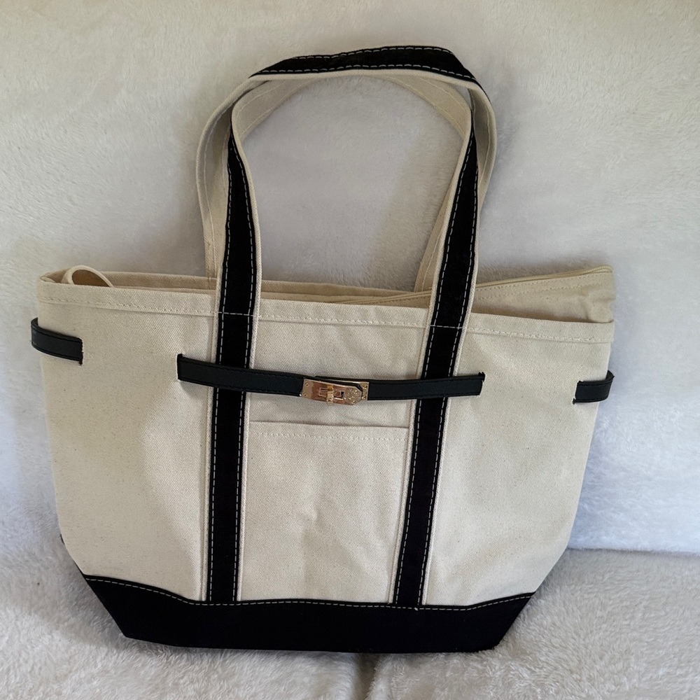Canvas Tote Bag with Black Trim